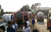 LPG tanker overturns at Thumbay. Disaster averted.